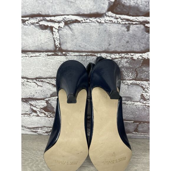 Hush Puppies Navy Blue Leather Pointed Toe Ankle Strap Heels Women 8.5M US/39EU - Picture 10 of 16